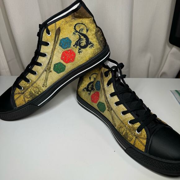 Artistic Black and Tan High-Top Loafers - Picture 3 of 9